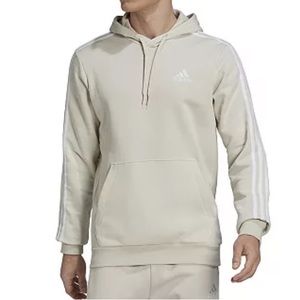 Adidas 3 Stripes Pullover Hoodie Men’s Size 2XL Cream and white color